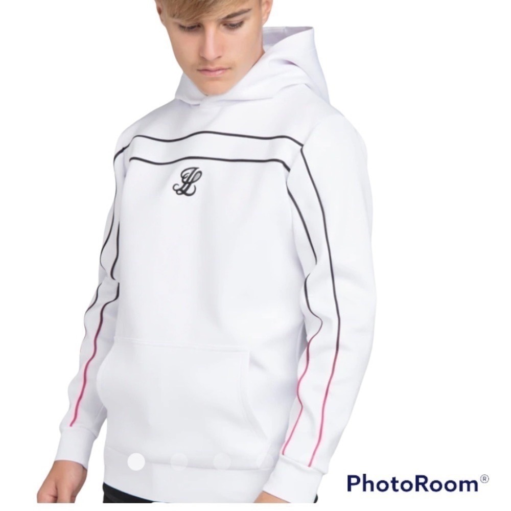 Illusive London Boys hoodie Fade Piping - White size 9-10 yrs